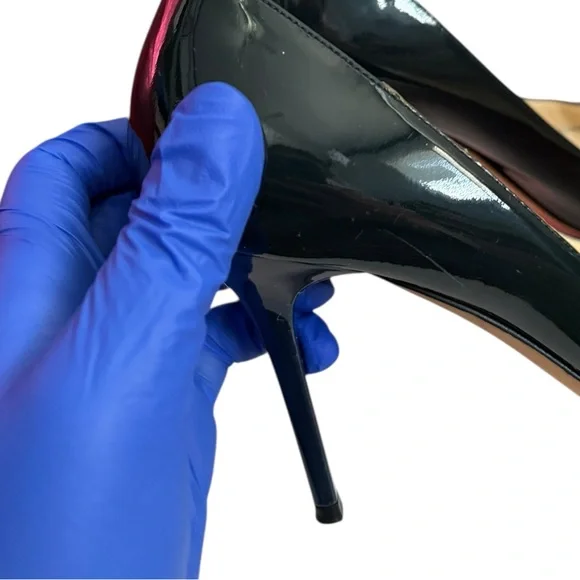 Jimmy Choo Navy Patent Leather peep toe pump - Picture 10 of 13